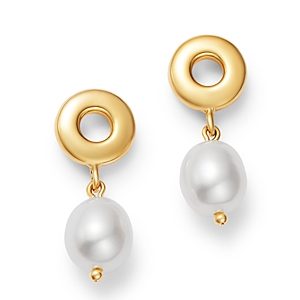 Bloomingdale's Cultured Freshwater Pearl & Circle Drop Earrings in 14K Yellow Gold - 100% Exclusive- 3114409