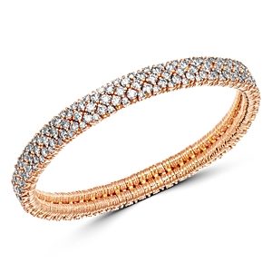 Roberto Demeglio 18K Rose Gold Cashmere Collection Stretch Bracelet with Champagne Diamonds- 3131145
