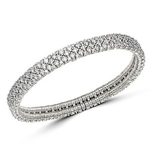 Roberto Demeglio 18K White Gold Cashmere Collection Stretch Bracelet with Diamonds- 3131144