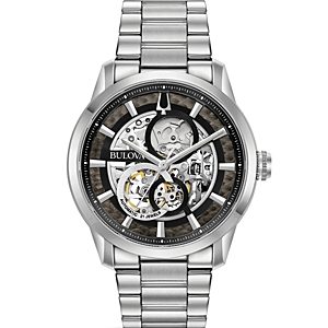Bulova Sutton Stainless Steel Skeleton Watch, 43mm- 3077788
