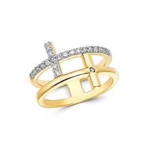 Bloomingdale's Diamond Double Cross Ring in 14K Yellow Gold, 0.30 ct. t.w. - 100% Exclusive- 3155871