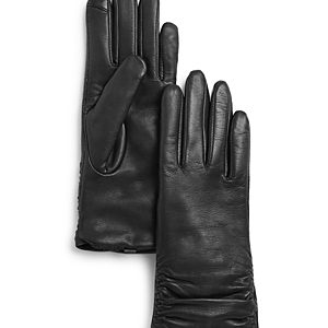 Fownes Metisse Ruched Leather Tech Gloves- 3118145
