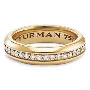 David Yurman Men's Streamline Band Ring in 18K Yellow Gold with Diamonds- 2961634