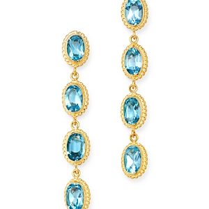 Bloomingdale's Blue Topaz Oval Bezel Set Drop Earrings in 14K Yellow Gold - 100% Exclusive- 3180754