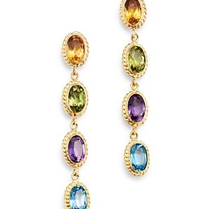 Bloomingdale's Multi-Gemstone Oval Bezel Set Drop Earrings in 14K Yellow Gold - 100% Exclusive- 3180755
