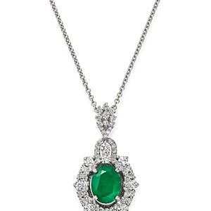 Bloomingdale's Emerald & Diamond Pendant Necklace in 14K White Gold, 18 - 100% Exclusive- 2630763