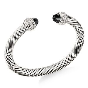 David Yurman Cable Bracelet with Black Onyx & Diamonds- 3055207
