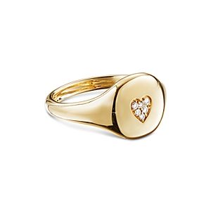 David Yurman Cable Collectibles Heart Mini Pinky Ring in 18K Gold with Diamonds- 3154829