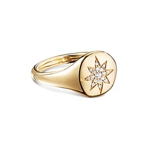 David Yurman Cable Collectibles Compass Mini Pinky Ring in 18K Gold with Diamonds- 3114461