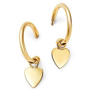 Moon & Meadow 14K Yellow Gold Small Dangling Heart Hoop Earrings - 100% Exclusive- 3258041