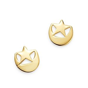 Moon & Meadow 14K Yellow Gold Half Moon & Stars Stud Earrings - 100% Exclusive- 3258037