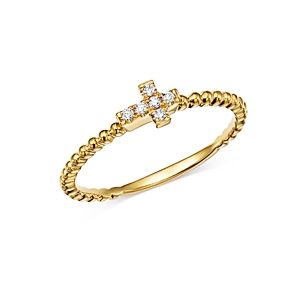 Bloomingdale's Diamond Cross Band in 14K Yellow Gold, 0.05 ct. t.w. - 100% Exclusive- 3279206