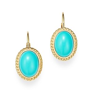 Bloomingdale's Turquoise Bezel Set Earrings in 14K Yellow Gold - 100% Exclusive- 3241099