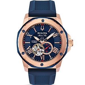 Bulova Marine Star Blue Silicone Strap Automatic Watch, 45mm- 3287520