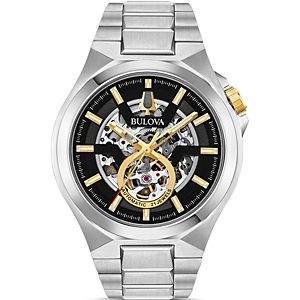 Bulova Maquina Silver-Tone Link Bracelet Automatic Watch, 46mm- 3287518