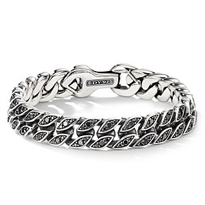 David Yurman Curb Chain Bracelet with Black Diamonds- 3639265