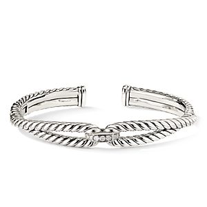 David Yurman Sterling Silver Cable Loop Bracelet with Diamonds- 3249752