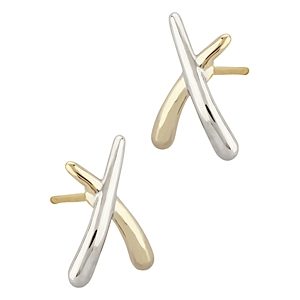 Bloomingdale's Small Crossover Stud Earrings in 14K White & Yellow Gold - 100% Exclusive- 3296380