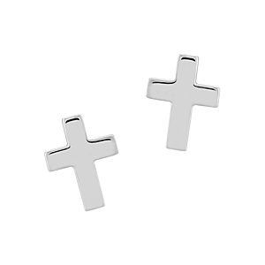 Bloomingdale's Medium Cross Stud Earrings in 14K White Gold - 100% Exclusive- 3296352