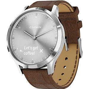 Garmin Vivomove Hr Brown Alligator-Embossed Leather Strap Touchscreen Hybrid Smartwatch, 43mm- 3309208