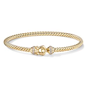 David Yurman Buckle Bracelet in 18K Yellow Gold with Diamonds, Large- 3921350