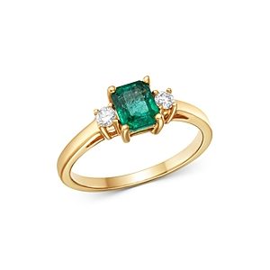 Bloomingdale's Emerald & Diamond Ring in 14K Yellow Gold - 100% Exclusive- 3322741
