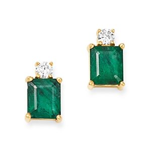 Bloomingdale's Emerald & Diamond Stud Earrings in 14K Yellow Gold - 100% Exclusive- 3322732