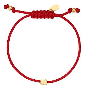 Zoe Lev 14K Yellow Gold Red Disc Fortune Diamond Bracelet- 3329042