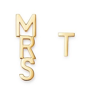 Zoe Lev 14K Yellow Gold Mrs. & Initial Earrings- 3329029