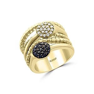 Bloomingdale's Black & White Diamond Crossover Band in 14K Yellow Gold - 100% Exclusive- 4938904