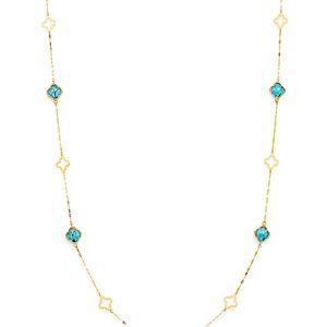 Bloomingdale's Turquoise Long Clover Necklace in 14K Yellow Gold, 36 - 100% Exclusive- 3135127