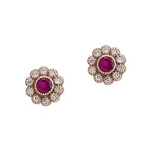 Bloomingdale's Certified Ruby & Diamond Milgrain Stud Earrings in 14K Rose Gold - 100% Exclusive- 3381248