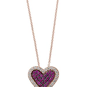 Bloomingdale's Certified Ruby & Diamond Heart Pendant Necklace in 14K Rose Gold, 18 - 100% Exclusive- 3381253