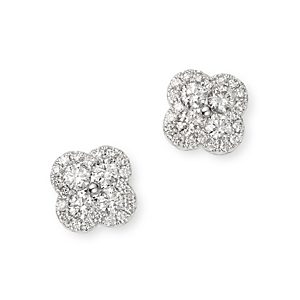 Bloomingdale's Diamond Clover Stud Earrings in 14K White Gold, 0.55 ct. t.w. - 100% Exclusive- 3381985