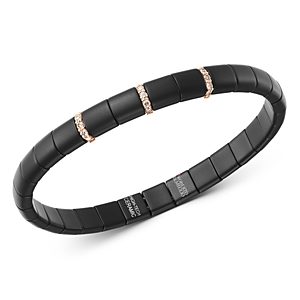 Roberto Demeglio 18K Rose Gold & Matte Black Ceramic Pura Champagne Diamond Stretch Bracelet- 3362043
