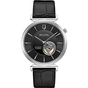Bulova Regatta Slim Black Leather Strap Watch, 38mm- 3449737