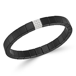 Roberto Demeglio 18K White Gold & Black Ceramic Scacco Diamond Stretch Bracelet- 3453137