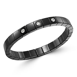 Roberto Demeglio 18K White Gold & Black Ceramic Scacco Diamond Stretch Bracelet- 3453150