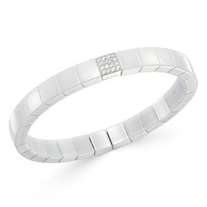 Roberto Demeglio 18K White Gold & White Ceramic Scacco Diamond Stretch Bracelet- 3453146