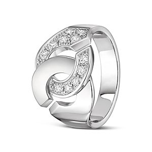 dinh van 18K White Gold Menottes Ring with Diamonds- 3478837