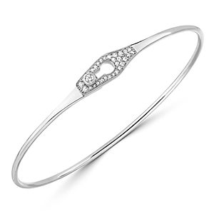 dinh van 18K White Gold Serrure Bangle Bracelet with Diamonds- 3478859