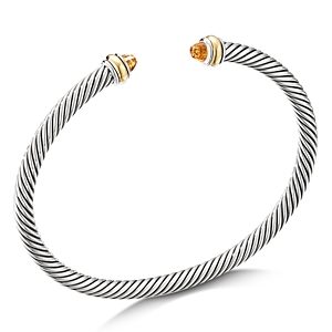 David Yurman Sterling Silver & 18K Yellow Gold Cable Classic Bracelet with Citrine- 3355534