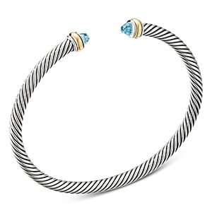 David Yurman Cable Classic Bracelet with Blue Topaz and 18K Yellow Gold- 3355532
