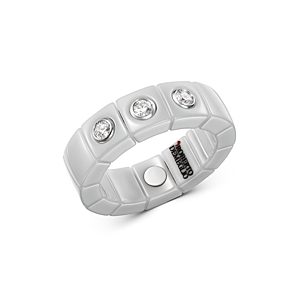 Roberto Demeglio 18K White Gold & White Ceramic Scacco Stretch Ring with Diamonds- 3453156