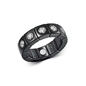 Roberto Demeglio 18K White Gold & Black Ceramic Scacco Stretch Ring with Diamonds- 3453159