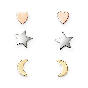 Bloomingdale's Heart, Star & Moon Stud Earrings Set in 14K Yellow, White & Rose Gold - 100% Exclusive- 3492739