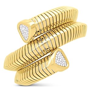 Marina B 18K Yellow Gold Trisola Bangle Bracelet with Diamonds- 3469493