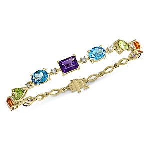 Bloomingdale's Rainbow Gemstone & Diamond Bracelet in 14K Yellow Gold - 100% Exclusive- 3401436