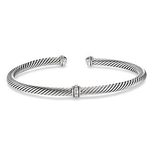 David Yurman Cable Classic Center Station Bracelet with Diamonds- 3355541