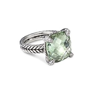 David Yurman Sterling Silver Chatelaine Ring with Prasiolite & Diamonds- 3355609